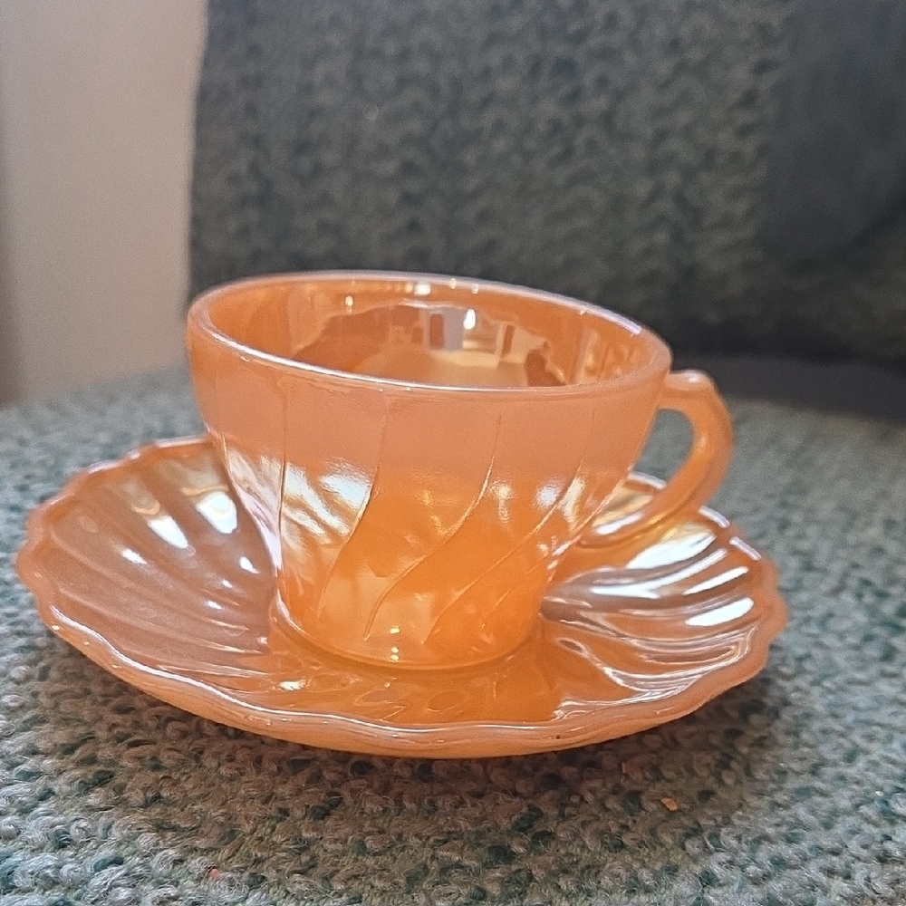 Vintage Anchor Hocking Fire King Teacup and Saucer Set